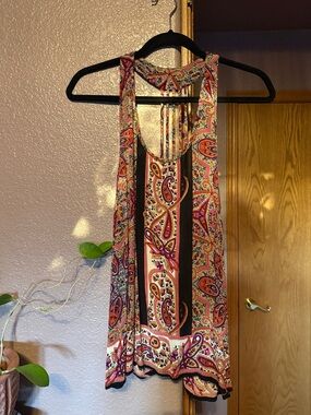 Patrons of Peace Paisley Tank Top in Pink, Black, Orange